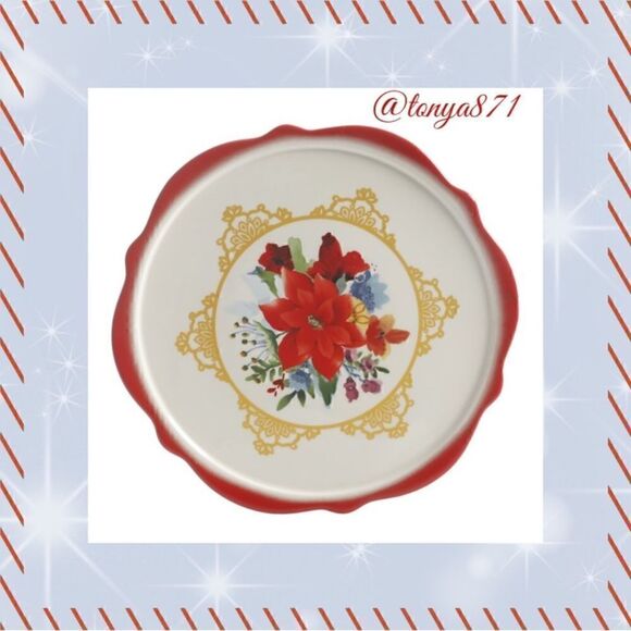 🦋 New PIONEER WOMAN (No Dome) Winter Bouquet 10.4-Inch Cake Plate - Picture 3 of 7